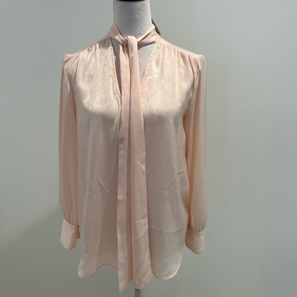 Light pink tie neck blouse, NWT